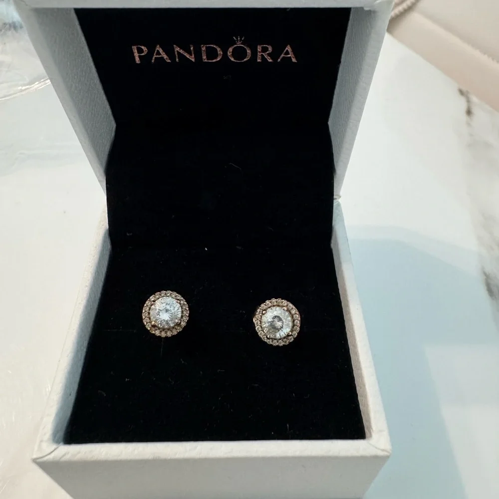 Pandora Gold and Silver Halo Earrings - Picture 1 of 5